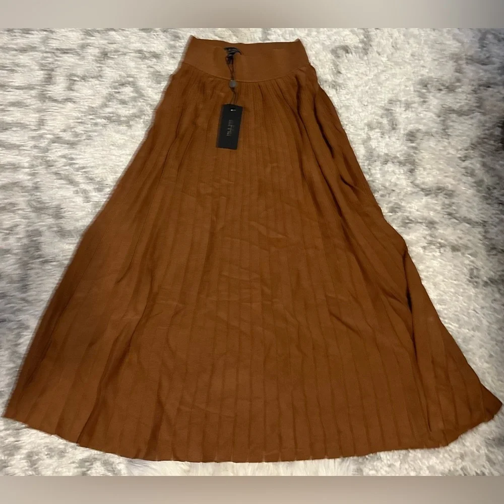 SOLD OUT rag & bone Esme Pleated Midi Skirt Brown NWT XS - Picture 4 of 9
